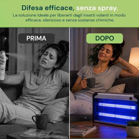 Lampada Insetticida Elettrica 30W Copertura 60m² con Vassoio Rimovibile,  Zanzariera UV LED 8700h Cavo 1 mt e Catena per Fissaggio