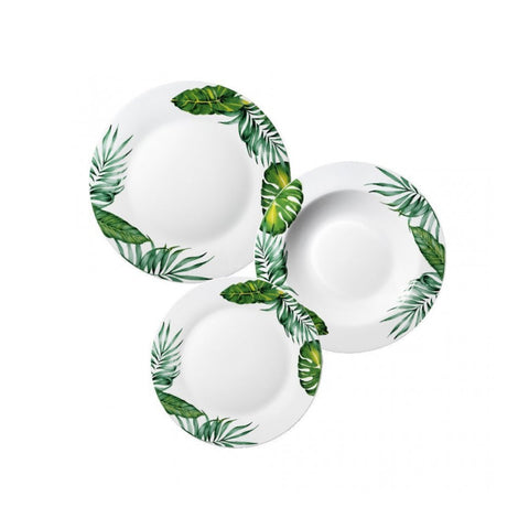 Servizio Piatti Bali 18 Pz Decoro Mandala Geometrico E Floreale In Porcellana