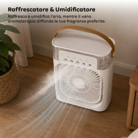 Ventilatore Portatile Ricaricabile Usb Nebulizzatore Serbatoio 600ml con Batteria Litio