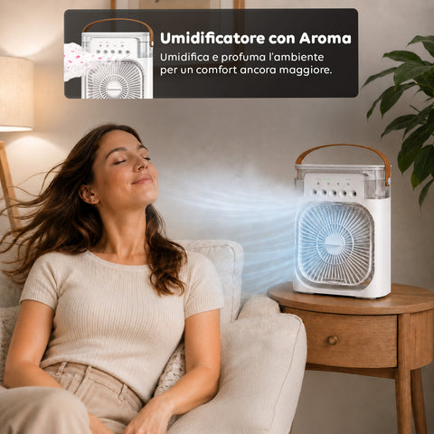 Ventilatore Portatile Ricaricabile Usb Nebulizzatore Serbatoio 600ml con Batteria Litio