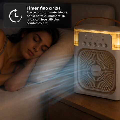 Ventilatore Portatile Ricaricabile Usb Nebulizzatore Serbatoio 600ml con Batteria Litio