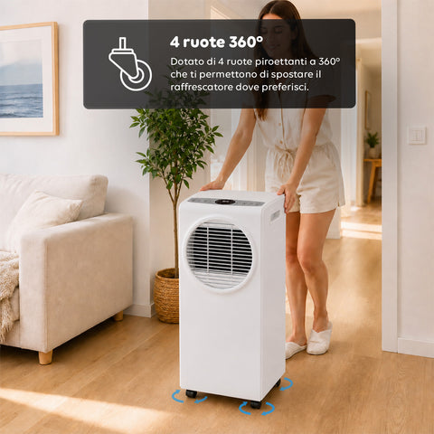 Condizionatore Portatile 9000 BTU 3 in 1 in ABS con Telecomando (Classe A R290), 895W + Timer 24h