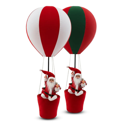 Decorazione Natalizia da Interno – Mongolfiera con Babbo Natale e Dettagli Festivi