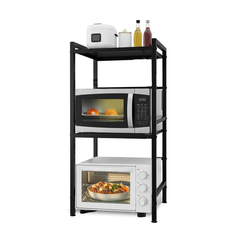 Scaffale da Cucina Espandibile a 3 Ripiani in Metallo e Legno con 6 Ganci Inclusi