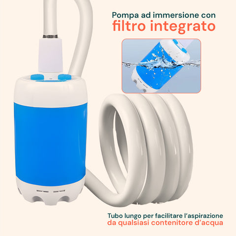 Doccia Portatile 5200 mAh per Campeggio – 120 Min Di Autonomia e Ricarica USB