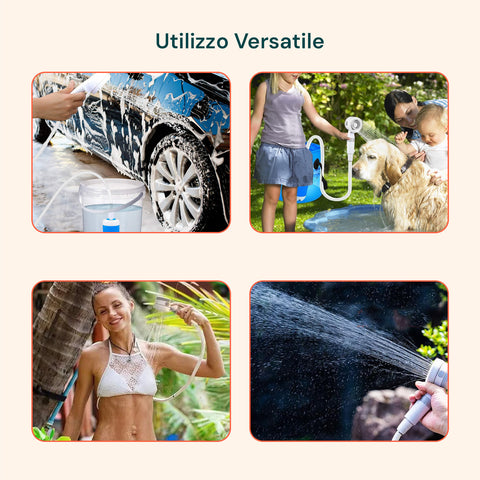 Doccia Portatile 5200 mAh per Campeggio – 120 Min Di Autonomia e Ricarica USB