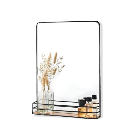 Specchio con Mensola in MDF 40x30 cm – Design Moderno da Parete