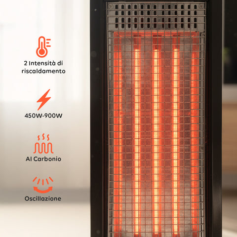 Stufa Elettrica Flare Oscillante con Tecnologia al Carbonio e Antiribaltamento