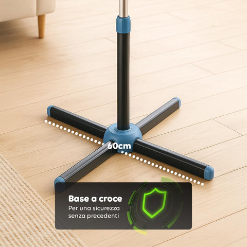 Base a croce da 60cm per sicurezza senza precedenti, stabilità massima anche alla massima velocità del ventilatore Wintem