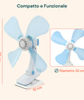 Design compatto e funzionale con diametro 32cm, altezza 20cm e base 10cm, dimensioni ottimali per spazi ridotti