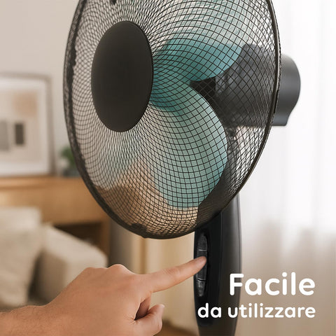 Ventilatore facile da utilizzare con comandi intuitivi, pale da 40cm per flusso d'aria potente e controllo semplice