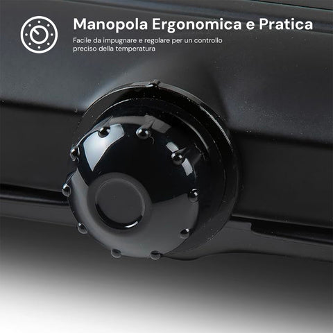 Fornello con manopola ergonomica e pratica per regolazione temperatura precisa, facile da impugnare per controllo ottimale della cottura