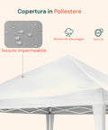 Dettaglio copertura gazebo in tessuto impermeabile di poliestere con protezione UV anti-pioggia