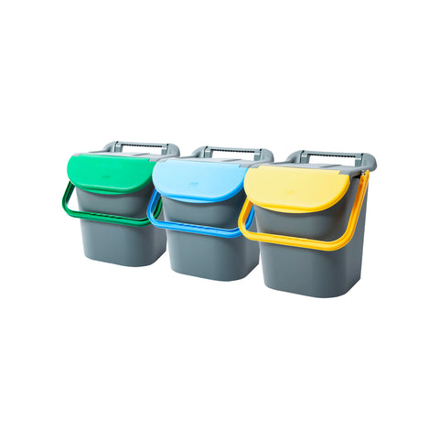 Set 3 Pattumiere Impilabili Raccolta Differenziata 30l