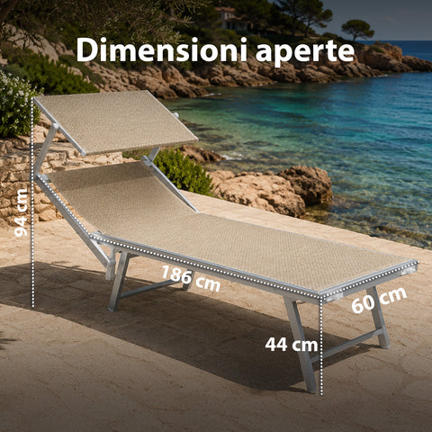 zendea lettino prendisole pieghevole in alluminio e textilene con tettuccio parasole 360 schienale reclinabile e portata 150kg ean 8056819032680