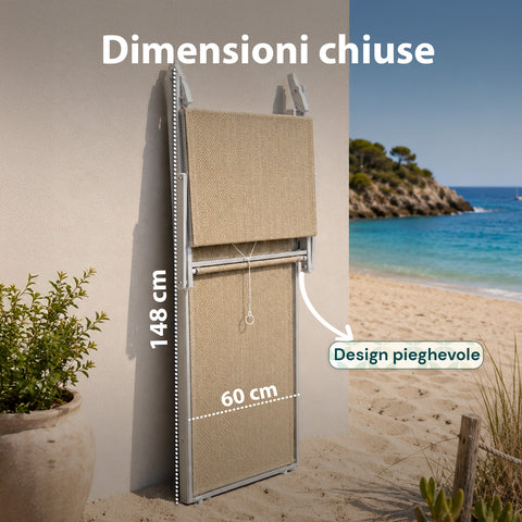 zendea lettino prendisole pieghevole in alluminio e textilene con tettuccio parasole 360 schienale reclinabile e portata 150kg ean 8056819032680