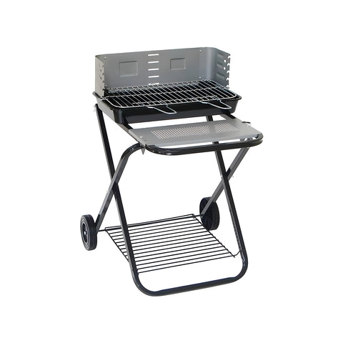 garden friend barbecue pieghevole in acciaio smaltato nero con ruote 60x80x84cm ean 8023755029548