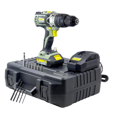 Trapano Avvitatore A Percussione Con Batteria 2ah E Valigetta Con 13 Accessori 20v - 230hz