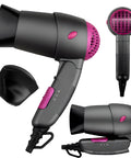 Set completo asciugacapelli Zephir 1200W da viaggio con beccuccio concentratore, manico pieghevole e design compatto per beauty case