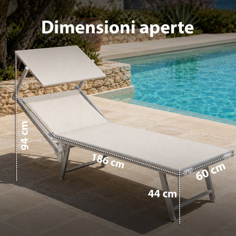 zendea lettino prendisole pieghevole in alluminio e textilene con tettuccio parasole 360 schienale reclinabile e portata 150kg ean 8056819032680