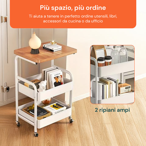 avilia carrello portaoggetti in metallo con mensola in legno e ruote ean 8056819053388
