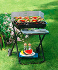 garden friend barbecue pieghevole in acciaio smaltato nero con ruote 60x80x84cm ean 8023755029548