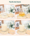 avilia set 15 barattoli in vetro per candele da 170 ml con coperchio in bambu ean 8056819053593