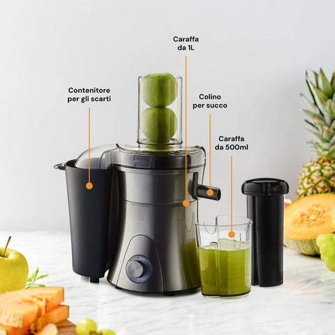 muhler estrattore elettrico 2 velocita con 2 caraffe 500ml 1l 600w ean 3800139272944