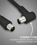 omega cavo coassiale antenna tv 3m maschio maschio con adattatore nero ean 8051191550272