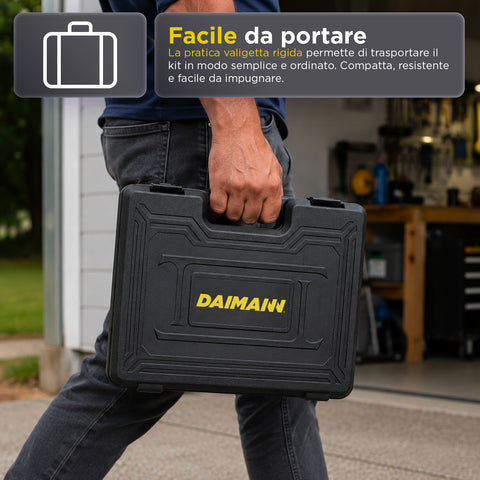 daimann set attrezzi da lavoro 158 pezzi con valigetta cricchetto martello e pinze ad impugnatura ergonomica ean 8056590070444