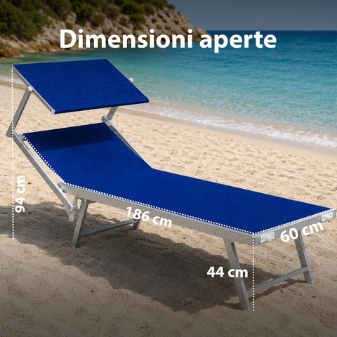 zendea lettino prendisole pieghevole in alluminio e textilene con tettuccio parasole 360 schienale reclinabile e portata 150kg ean 8056819032680