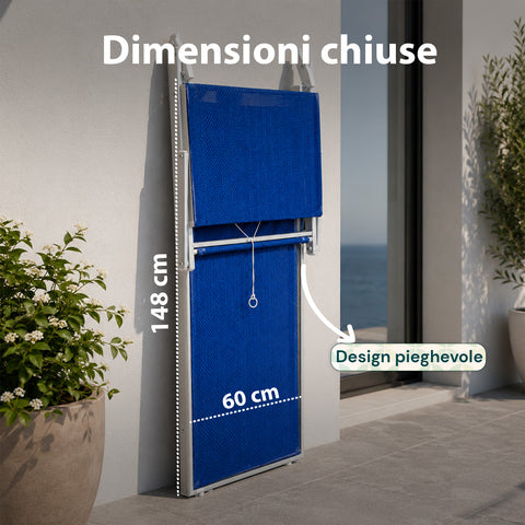 zendea lettino prendisole pieghevole in alluminio e textilene con tettuccio parasole 360 schienale reclinabile e portata 150kg ean 8056819032680