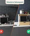 avilia home supporto microonde da cucina in legno con cassetto e ripiano superiore ean 8052879010781