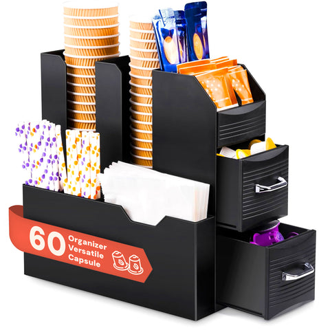 Avilia Organizer Porta Capsule Porta Cialde 9 Scomparti e 2 Cassetti Multiuso Nero Ean 8056819050097