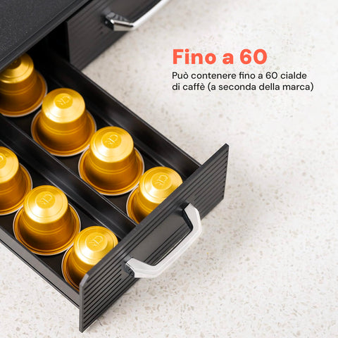 Avilia Organizer Porta Capsule Porta Cialde 9 Scomparti e 2 Cassetti Multiuso Nero Ean 8056819050097
