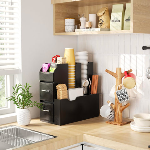 Avilia Organizer Porta Capsule Porta Cialde 9 Scomparti e 2 Cassetti Multiuso Nero Ean 8056819050097