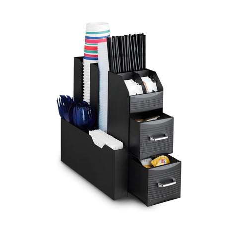 Organizer Porta Capsule Porta Cialde 9 Scomparti e 2 Cassetti Multiuso Nero