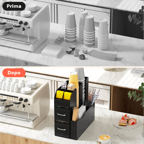 Avilia Organizer Porta Capsule Porta Cialde 9 Scomparti e 2 Cassetti Multiuso Nero Ean 8056819050097