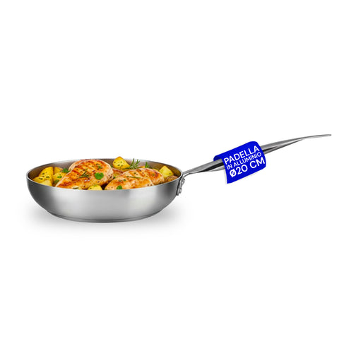 Padella Svasata Alta in Alluminio con Manico Inox – Vari Formati