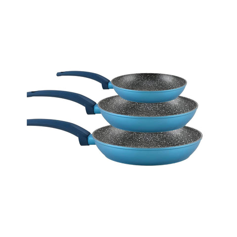 Set 3 Padelle Antiaderenti ad Induzione Gaia 18-22-26 cm – Alluminio Blu