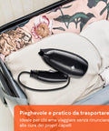 Design pieghevole pratico da trasportare in valigia, dimensioni chiuse 11x14cm, ideale per viaggiare senza rinunciare alla cura capelli