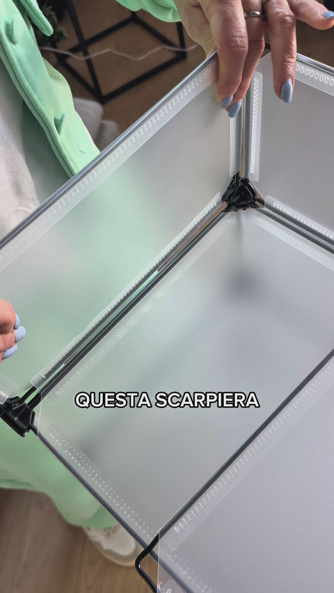 Scarpiera Salvaspazio 10 Ripiani Modulabili 40x17x10cm Trasparente Opaco