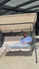 Dondolo da Giardino 3 Posti in Acciaio con Tettoia Regolabile e Cuscini Beige Ean-8023755056797