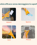 Pulizia efficace di adesivi, sporco, vetri e pittura senza danneggiare le superfici, raschietto versatile per ogni uso
