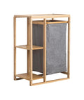 Avilia Scaffale Portabiancheria in Bambù con 2 Ripiani e Cestino in Stoffa Salvaspazio Multiuso Design Naturale Ean 8056819050110