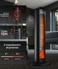 Wintem Termoventilatore Ceramico Uriel 2000W a Torre Portatile con Telecomando, Timer 12h, Protezione Anti Caduta ed Effetto Fiamma Ean-8052286431339