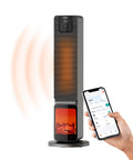 Wintem Termoventilatore a Colonna Aspen Stufa Elettrica 2000W Oscillante Effetto Camino con APP Tuya, LED Display, Telecomando, Funazione ECO e Timer Ean-8052286431346