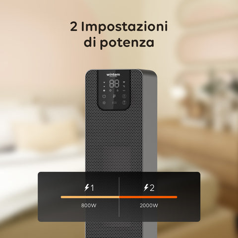Wintem Termoventilatore a Colonna Aspen Stufa Elettrica 2000W Oscillante Effetto Camino con APP Tuya, LED Display, Telecomando, Funazione ECO e Timer Ean-8052286431346