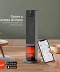 Wintem Termoventilatore a Colonna Aspen Stufa Elettrica 2000W Oscillante Effetto Camino con APP Tuya, LED Display, Telecomando, Funazione ECO e Timer Ean-8052286431346