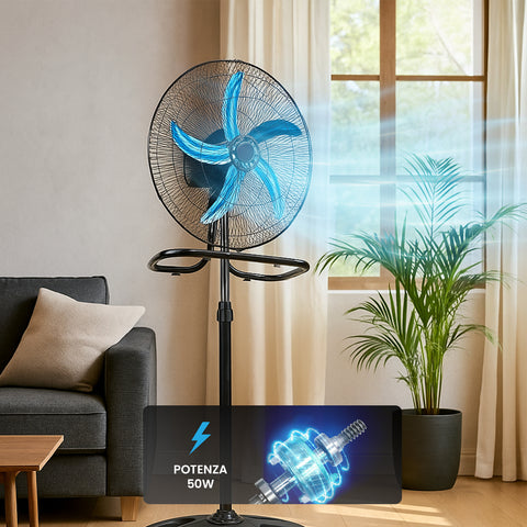 Ventilatore 50W 3 in 1 da Parete, Tavolo e Piantana con Pale 50 cm in Metallo